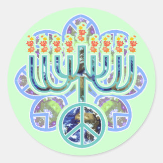 Stickers Earth Peace Menorah