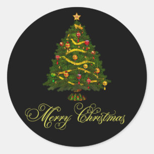 Stickers élégant Black Green Christmas Tree