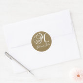 Stickers Elegant or et blanc Monogramme M Noms (Enveloppe)
