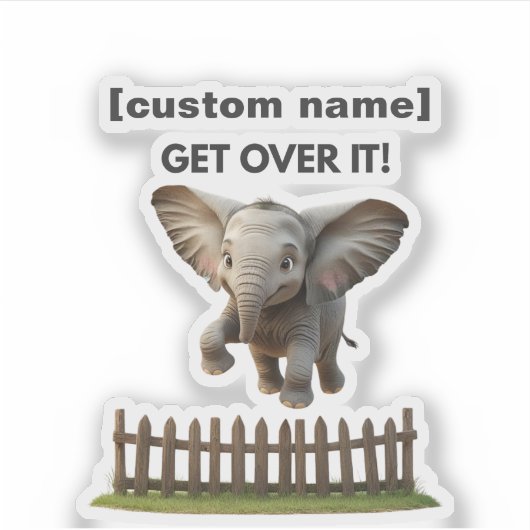 Stickers Eléphant Flying Text ou Name personnalisé (Devant)