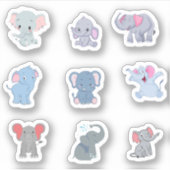 Stickers Eléphant mignons (Devant)
