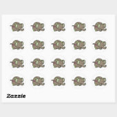 Stickers Eléphant Patchwork - Vert et Brown (Feuille)