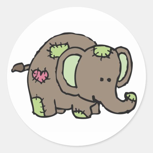 Stickers Eléphant Patchwork - Vert et Brown (Devant)
