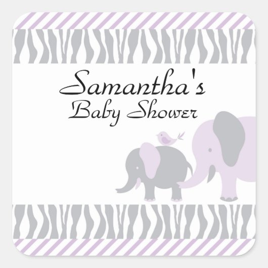 Stickers Eléphant Violet et Gris (Devant)