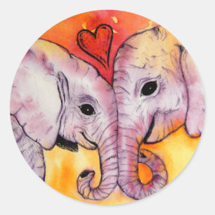 Stickers Eléphants en amour