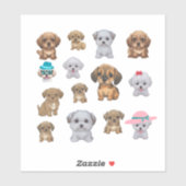 Stickers émoticônes Chien Chien Chien Mignonne (Feuille)