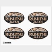 stickers en bois ovale Rusutsu Japon (Feuille)