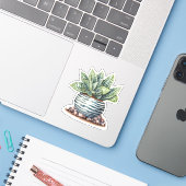 Stickers En Céramique Pot Vinyl Succulent (Ordinateur portable avec iPhone)