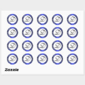 Stickers en dentelle blanche monogramme bleu (Feuille)