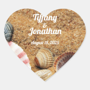 Stickers En Forme Coeur Plage Et Coquillages
