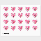 Stickers en forme de coeur de fleurs roses (Feuille)