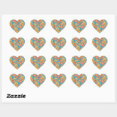 Stickers En Forme De Coeur, Fleurs Orange Ditzy (Feuille)
