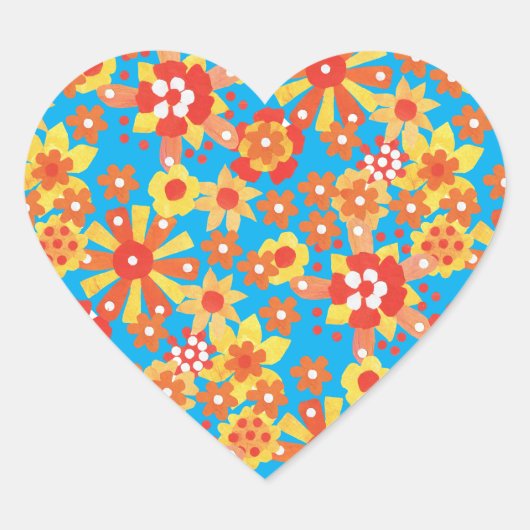Stickers En Forme De Coeur, Fleurs Orange Ditzy (Devant)