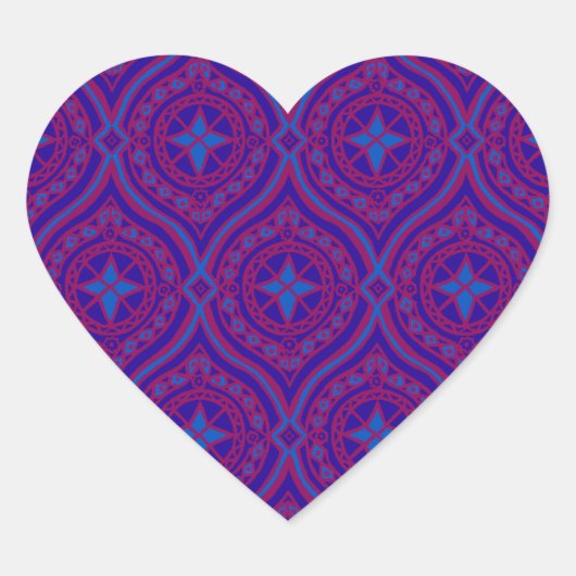 Stickers en forme de coeur, Motif violet et bleu (Devant)