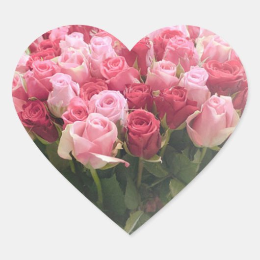 Stickers en forme de coeur rose rouge rose Roses (Devant)