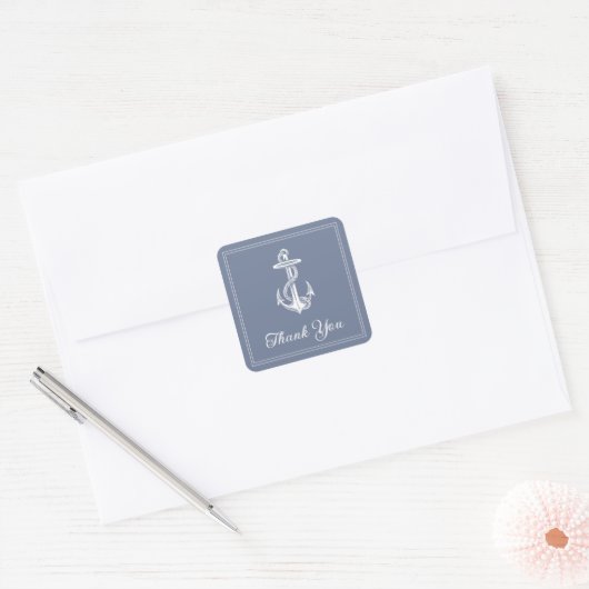Stickers en Merci d'Ancre bleu Dusty (Enveloppe)