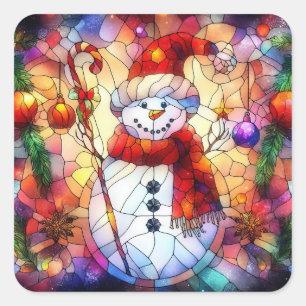 Stickers en verre de couleur d'aquarelle de Noël
