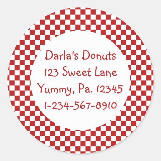 Stickers En vichy rouge rond (Devant)