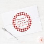 Stickers En vichy rouge rond (Enveloppe)