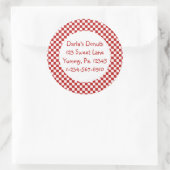 Stickers En vichy rouge rond (Sac)