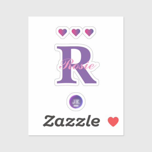 Stickers en vinyle clair minuscule Monogramme Nom  (Feuille)