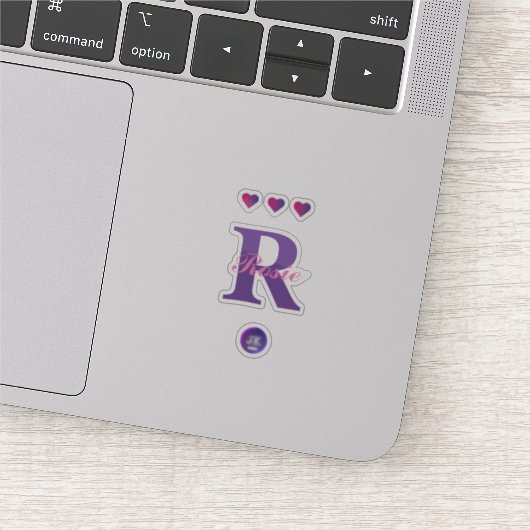 Stickers en vinyle clair minuscule Monogramme Nom  (Détail)