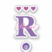 Stickers en vinyle clair minuscule Monogramme Nom  (Recto)
