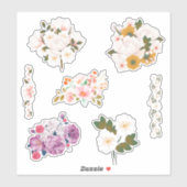 Stickers en vinyle coupé sur mesure à fleurs roses (Feuille)