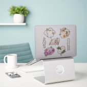 Stickers en vinyle coupé sur mesure à fleurs roses (Ordinateur portable sur le bureau)