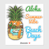 Stickers en vinyle d'ananas de plage tropicale (Feuille)