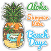 Stickers en vinyle d'ananas de plage tropicale (Devant)