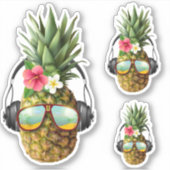 Stickers en vinyle d'ananas tropicale cool (Devant)