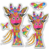 Stickers en vinyle de Giraffe mignonne et colorée (Devant)