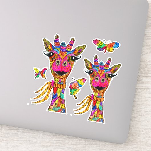 Stickers en vinyle de Giraffe mignonne et colorée (Détail)