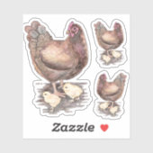 Stickers en vinyle de la mère de l'aquarelle Hen e (Feuille)