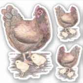 Stickers en vinyle de la mère de l'aquarelle Hen e (Devant)