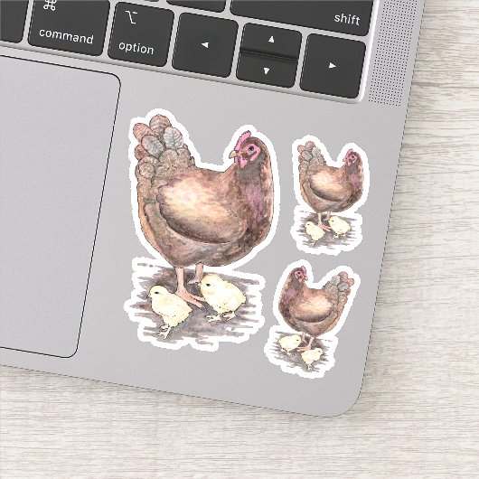 Stickers en vinyle de la mère de l'aquarelle Hen e (Détail)