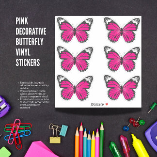 Stickers en vinyle de papillon rose