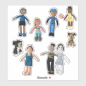 Stickers en vinyle - Poupées sportives avec chiens (Feuille)