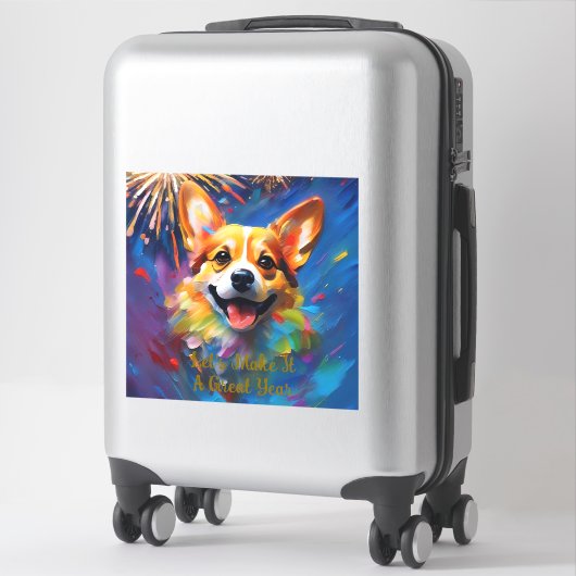 Stickers en vinyle taillé sur mesure avec Joyeux e (Sur valise)