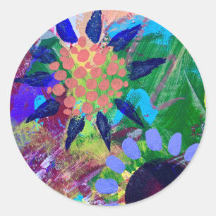 Stickers en zegels in Abstract Flowers Design