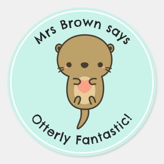 Stickers Enseignant Personnalisé Funny Otter Récom (Devant)