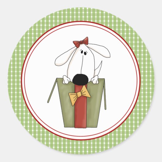 Stickers Enveloppe Chiot de Noël (Devant)