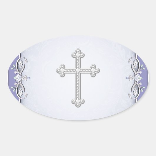 Stickers Enveloppe de Fleur Damas de Croix violett (Devant)