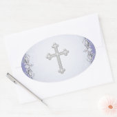 Stickers Enveloppe de Fleur Damas de Croix violett (Enveloppe)