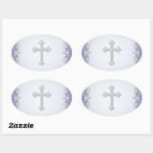 Stickers Enveloppe de Fleur Damas de Croix violett (Feuille)