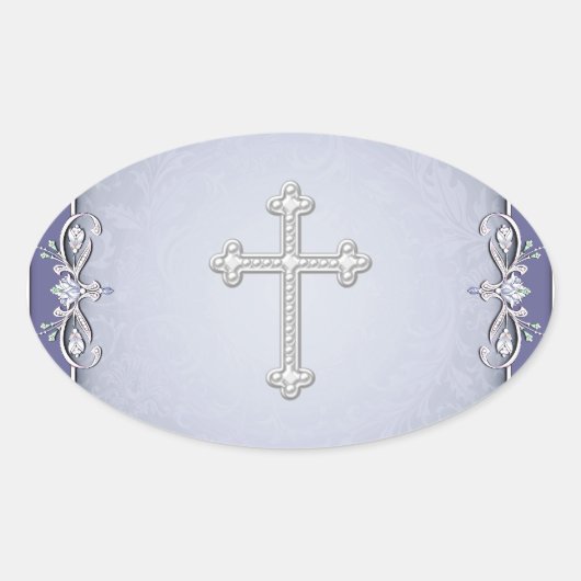 Stickers Enveloppe de Fleur Damas de Croix violett (Devant)