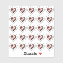 Stickers Enveloppe Mariage Floral Coeurs