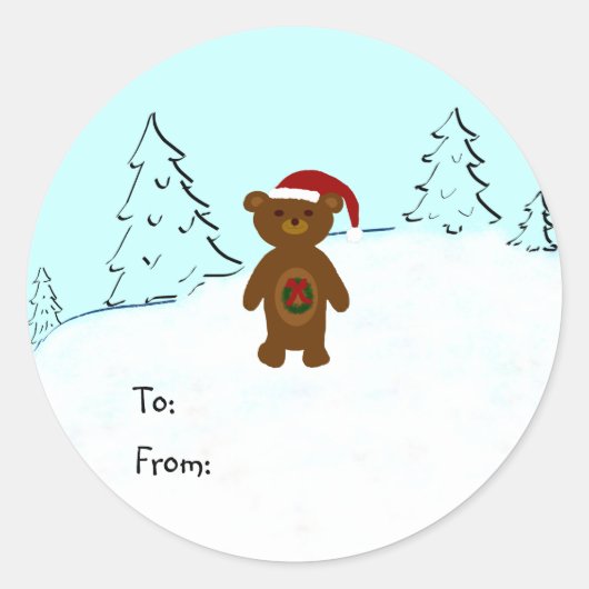 Stickers étiquette cadeau de l'ours de Noël (Devant)
