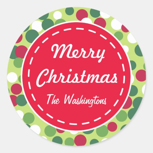 Stickers étiquette cadeau de Noël avec points rétr (Devant)